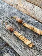 Load image into Gallery viewer, Picture Jasper Earrings | Peach Moonstone | 24K Gold Vermeil | Bohemian | Gemstone Earrings