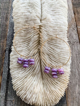 Load image into Gallery viewer, Purple Lilac Moonstone Earrings | 24K Gold Filled Hoop Earrings | Gemstone | Bohemian | Beach Style