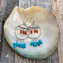 Load image into Gallery viewer, Sky Blue Kingman Turquoise Earrings | Carnelian | Sterling Silver | Hoop Earrings | Bohemian Beach Style