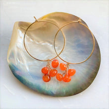 Load image into Gallery viewer, Gold Hoop Earrings | Carnelian Earrings | Gemstone | Briolettes | Bohemian | Dangle