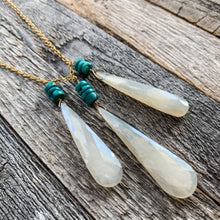 Load image into Gallery viewer, Pearl Chalcedony Necklace | Turquoise Heishi | Ruby | 18K Gold Filled | Gemstone | Beach Style