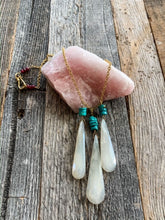 Load image into Gallery viewer, Pearl Chalcedony Necklace | Turquoise Heishi | Ruby | 18K Gold Filled | Gemstone | Beach Style