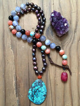 Load image into Gallery viewer, Hubei Turquoise Necklace | Baroque Freshwater Pearl | Cape Amethyst | Botswana Agate | Knotted | Bohemian