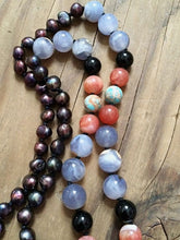 Load image into Gallery viewer, Hubei Turquoise Necklace | Baroque Freshwater Pearl | Cape Amethyst | Botswana Agate | Knotted | Bohemian