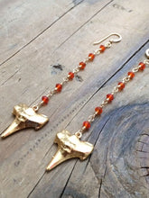 Load image into Gallery viewer, Carnelian Earrings / Shark Tooth Earrings / Gold Earrings / Bohemian Earrings / Tribal Earrings