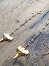 Load image into Gallery viewer, Shark Tooth Earrings / Labradorite Earrings / Gold Earrings / Tribal Earrings / Bohemian Earrings