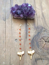 Load image into Gallery viewer, Carnelian Earrings / Shark Tooth Earrings / Gold Earrings / Bohemian Earrings / Tribal Earrings