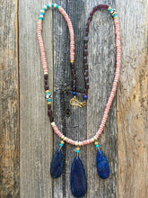 Load image into Gallery viewer, Lapis Lazuli Necklace | Rhodochrosite | Garnet | Turquoise | 24K Gold Vermeil | Bone | Bohemian | Gemstone | Tribal
