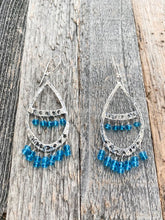 Load image into Gallery viewer, Apatite Chandelier Earrings | Sterling Silver | Artisan | Bohemian Beach Style | Blue Gemstones
