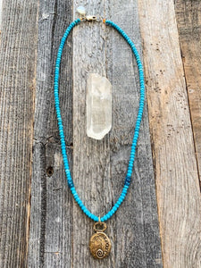 Release Worry Necklace | Bronze | Sleeping Beauty Turquoise | Apatite | Moonstone | Gemstone Necklace