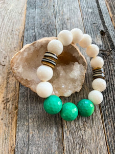 Chrysoprase Bracelet | Sponge Coral | African Trade Beads | Gemstone | Beach Style | Bohemian