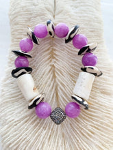 Load image into Gallery viewer, Pave Diamond Bracelet | Bamboo Coral | Purple Phosphosiderite | African Trade Beads | Beach Chic
