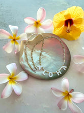 Load image into Gallery viewer, ALOHA Mother of Pearl Choker Necklace Sterling Silver Clasp
