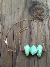 Load image into Gallery viewer, Green Apple Druzy Necklace / Ruby Necklace/ Bohemian Necklace / Gold Chain Necklace / SALE
