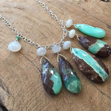 Load image into Gallery viewer, Chrysoprase Necklace | Pearl Chalcedony | Amethyst | Sterling Silver | Bohemian | Gemstone Necklace
