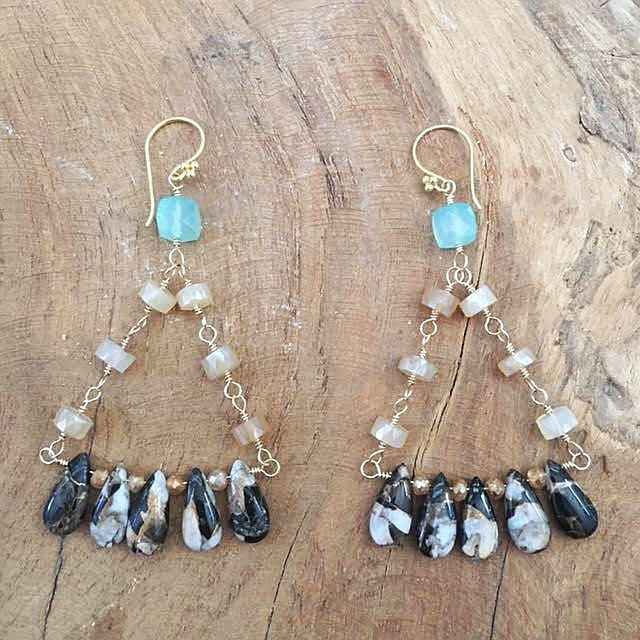 Chalcedony Earrings | Obsidian Earrings | Mystic Citrine Earrings | Chandelier Earrings | 24K Gold Vermeil | Gemstone Earrings