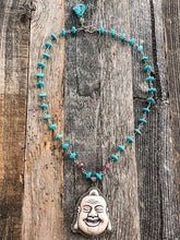 Load image into Gallery viewer, Happy Buddha Necklace | Pave Diamond | Turquoise | Ruby | Labradorite | Bohemian | Gemstone | Sterling Silver
