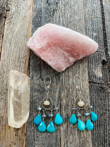 Sleeping Beauty Turquoise Earrings | Mystic Labradorite | Moonstone | Sterling Silver | Bohemian