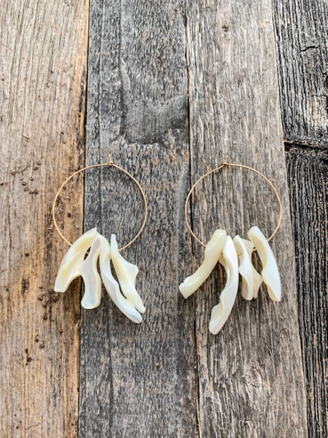 Gold Hoop Earrings | Mother Of Pearl | Beach Style | Shell | Bohemian