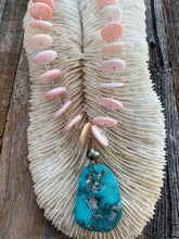 Load image into Gallery viewer, Turquoise Necklace | Pink Conch Shell | Tahitian Pearl | Moonstone | Peruvian Opal | Leather | Beach Style
