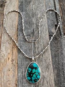 Hubei Turquoise Necklace | Thai Silver | Matrix Turquoise | Bohemian Necklace | Tribal Necklace | Gemstone