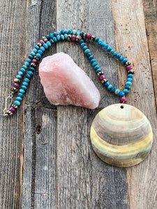 Mother of Pearl Necklace | Apatite | Ruby | Tribal Beads | Beach Style | Gemstone | Bohemian