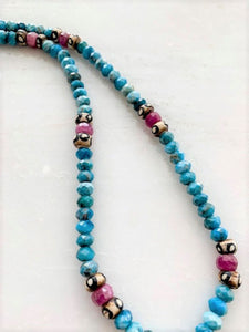 Mother of Pearl Necklace | Apatite | Ruby | Tribal Beads | Beach Style | Gemstone | Bohemian