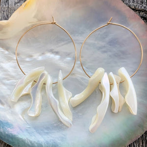 Gold Hoop Earrings | Mother Of Pearl | Beach Style | Shell | Bohemian