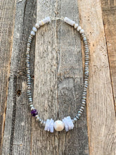 Load image into Gallery viewer, Mystic Labradorite Necklace | Blue Lace Agate | Freshwater Pearl | Amethyst | Gemstone Necklace | Beach Style
