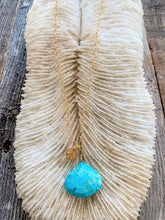 Load image into Gallery viewer, Sleeping Beauty Turquoise Necklace | Peace Charm Necklace | 24K Gold Vermeil | Gemstone | Bohemian | Beach Style
