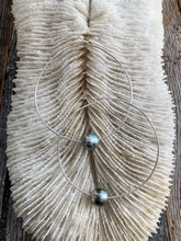 Load image into Gallery viewer, Genuine Tahitian Pearl Hoop Earrings | Sterling Silver | Large Hoops | Exotic | Bohemian | Beach Style
