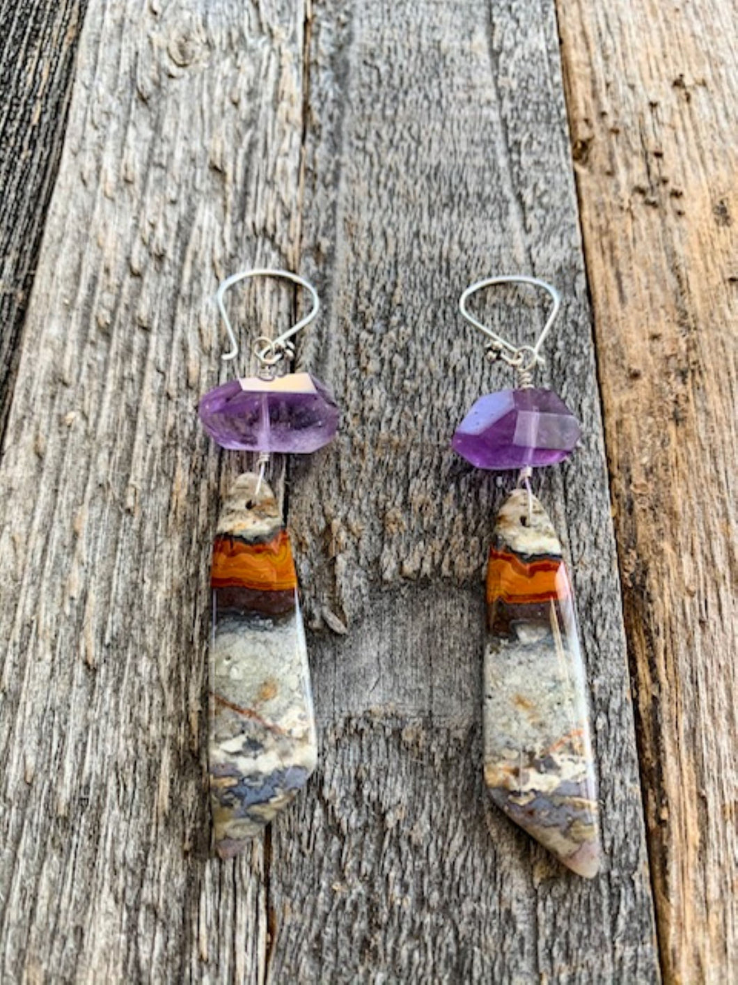 Ocean Jasper Earrings | Amethyst | Sterling Silver | Bohemian | Gemstone Earrings