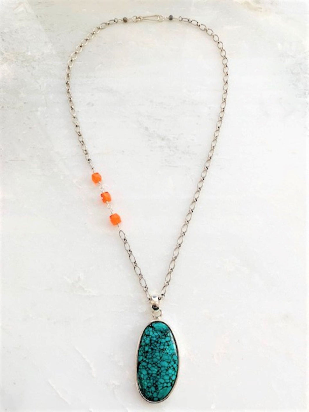Turquoise Pendant Necklace | Carnelian | Labradorite | Sterling Silver | Bohemian | Gemstone Necklace | Beach Style