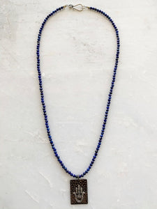 Pave Diamond Hamsa Necklace | Lapis Lazuli | Sterling Silver | Gemstone Necklace | Bohemian