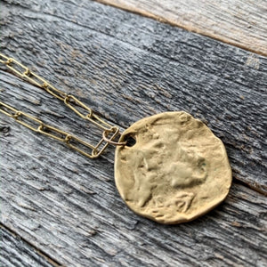 Open Link Gold Chain Necklace | Gold Medallion | Chrysoprase | Silverite | Boho Bohemian