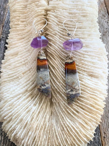 Ocean Jasper Earrings | Amethyst | Sterling Silver | Bohemian | Gemstone Earrings