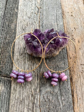 Load image into Gallery viewer, Purple Lilac Moonstone Earrings | 24K Gold Filled Hoop Earrings | Gemstone | Bohemian | Beach Style
