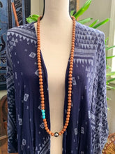 Load image into Gallery viewer, Tahitian Pearl Necklace | Sandalwood | Kingman Turquoise | Greek Leather | Long Necklace | Beach Style | Layered
