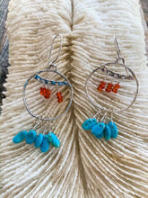 Load image into Gallery viewer, Sky Blue Kingman Turquoise Earrings | Carnelian | Sterling Silver | Hoop Earrings | Bohemian Beach Style
