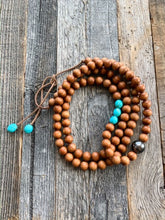 Load image into Gallery viewer, Tahitian Pearl Necklace | Sandalwood | Kingman Turquoise | Greek Leather | Long Necklace | Beach Style | Layered
