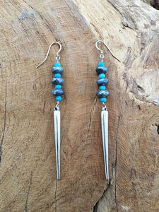 Turquoise Earrings | Sterling Silver Spike Earrings | Mystic Labradorite Earrings | Bohemian Earrings