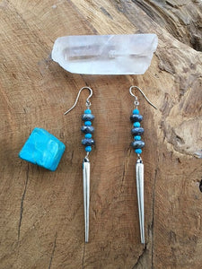 Turquoise Earrings | Sterling Silver Spike Earrings | Mystic Labradorite Earrings | Bohemian Earrings